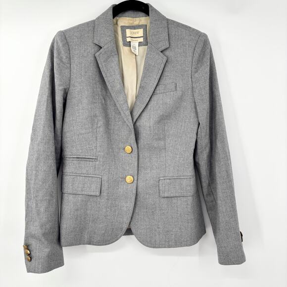 J.Crew Schoolboy Blazer Wool Grey Jacket with Gold Buttons, Navy Style, Size 2 - Picture 1 of 10